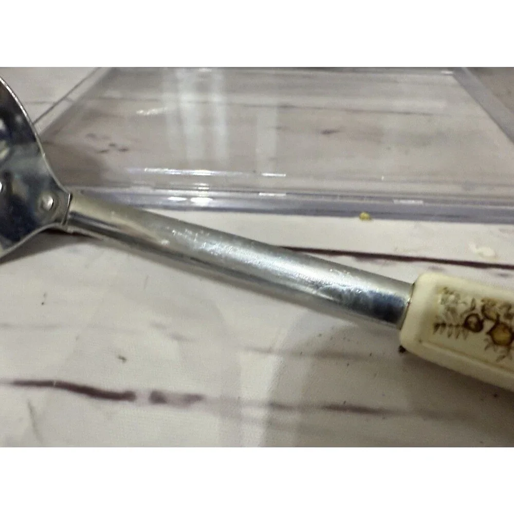 Vtg EKCO Kitchamajig Slotted Spoon MCM Handle 12” Stainless Steel